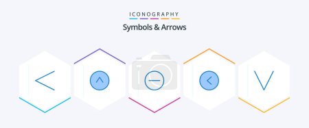Illustration for Symbols and Arrows 25 Blue icon pack including . . hide. down. arrow - Royalty Free Image
