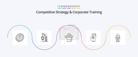 Illustration for Competitive Strategy And Corporate Training Line 5 Icon Pack Including human. capability. mechanism. ruler. learn - Royalty Free Image