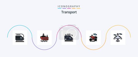 Illustration for Transport Line Filled Flat 5 Icon Pack Including . world. tunnel. transport. airplane - Royalty Free Image