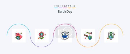 Illustration for Earth Day Line Filled Flat 5 Icon Pack Including laurel. garland. protection. earth. save water - Royalty Free Image