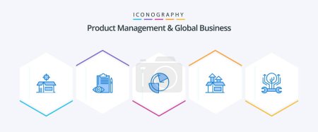 Illustration for Product Managment And Global Business 25 Blue icon pack including product. method. plan. -management. diagram - Royalty Free Image