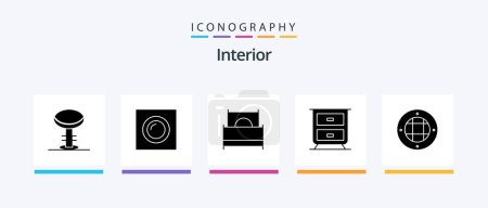 Téléchargez les illustrations : Interior Glyph 5 Icon Pack Including light. interior. bed. interior. interior. Creative Icons Design - en licence libre de droit