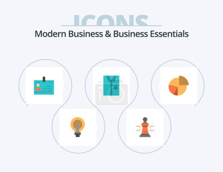 Téléchargez les illustrations : Modern Business And Business Essentials Flat Icon Pack 5 Icon Design. id. business. advantage. cards. strategy - en licence libre de droit