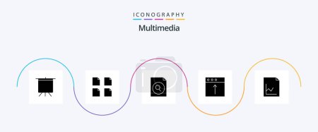 Ilustración de Multimedia Glyph 5 Icon Pack Including . graph. search. document. upload - Imagen libre de derechos