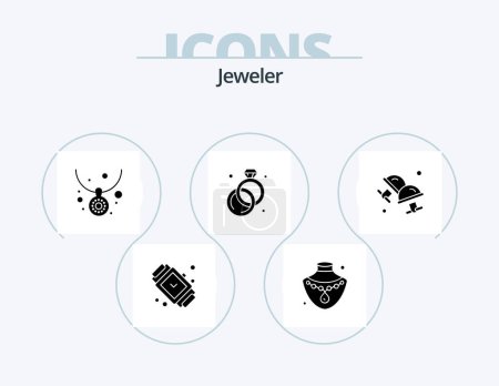 Téléchargez les illustrations : Jewellery Glyph Icon Pack 5 Icon Design. dress shirt. cuff. accessories. ring. diamond - en licence libre de droit