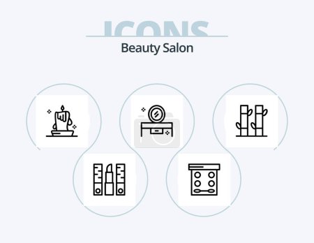 Téléchargez les illustrations : Beauty Salon Line Icon Pack 5 Icon Design. salon. face brush. salon. cosmetics. yoga - en licence libre de droit