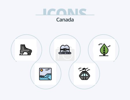Ilustración de Canada Line Filled Icon Pack 5 Icon Design. cap. canada. alpine. autumn. scandinavia - Imagen libre de derechos