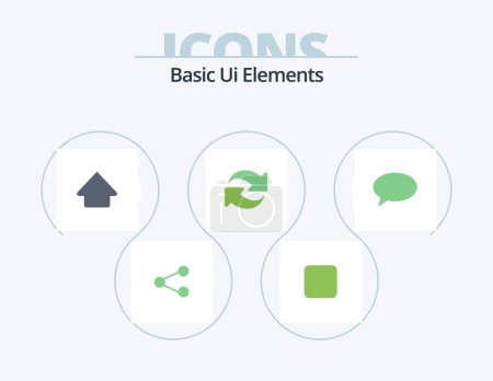Téléchargez les illustrations : Basic Ui Elements Flat Icon Pack 5 Icon Design. mail. chating. up. chat. rotate - en licence libre de droit
