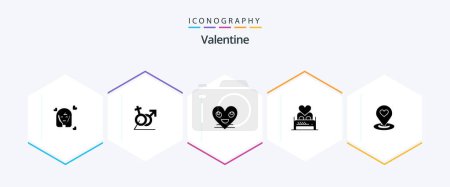 Illustration for Valentine 25 Glyph icon pack including love. valentines. love. valentine. gander - Royalty Free Image