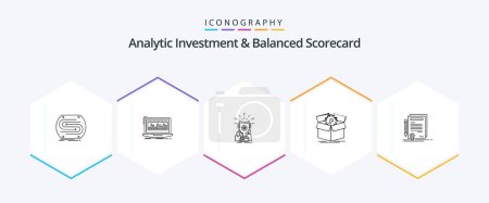 Ilustración de Analytic Investment And Balanced Scorecard 25 Line icon pack including productivity. upload. monitoring. trophy. cup - Imagen libre de derechos