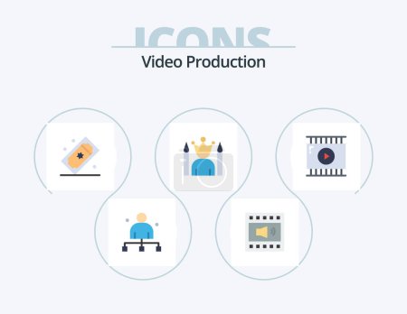 Ilustración de Video Production Flat Icon Pack 5 Icon Design. star. celebrity. speaker. tickets. movie tickets - Imagen libre de derechos