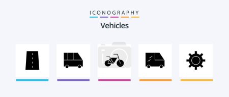 Téléchargez les illustrations : Vehicles Glyph 5 Icon Pack Including . vehicle configuration. passenger van. vehicles. vehicles. Creative Icons Design - en licence libre de droit