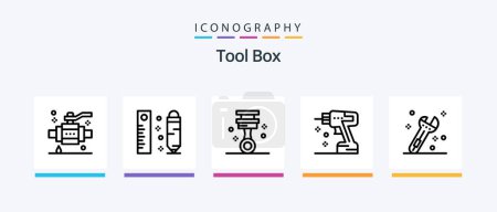 Illustration for Tools Line 5 Icon Pack Including piston. car. construction. tools. car. Creative Icons Design - Royalty Free Image
