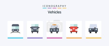 Ilustración de Vehicles Flat 5 Icon Pack Including transportation. land. vehicle. ambulance. transport. Creative Icons Design - Imagen libre de derechos