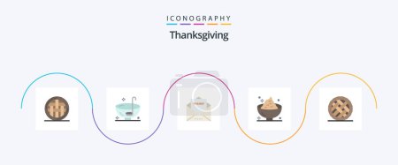 Téléchargez les illustrations : Thanksgiving Flat 5 Icon Pack Including holiday. dinner. punch. thanksgiving. message - en licence libre de droit