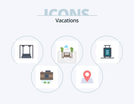 Téléchargez les photos : Vacations Flat Icon Pack 5 Icon Design. briefcase. trees. childhood. view. park - en image libre de droit