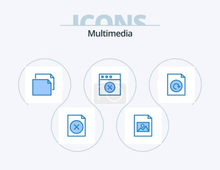 Ilustración de Multimedia Blue Icon Pack 5 Icon Design. . . landscape. reload. document - Imagen libre de derechos