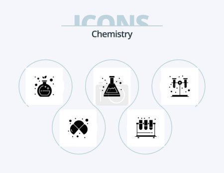 Téléchargez les illustrations : Chemistry Glyph Icon Pack 5 Icon Design. chemistry. chemistry. lab. beaker. green chemistry - en licence libre de droit