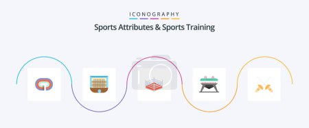 Illustration for Sports Atributes And Sports Training Flat 5 Icon Pack Including sport. fencing. soccer. horse. gymnastic - Royalty Free Image