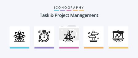 Ilustración de Task And Project Management Line 5 Icon Pack Including business. files. table. file. account. Creative Icons Design - Imagen libre de derechos