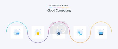 Téléchargez les illustrations : Cloud Computing Flat 5 Icon Pack Including laptop. telephone. technology. phone. call - en licence libre de droit