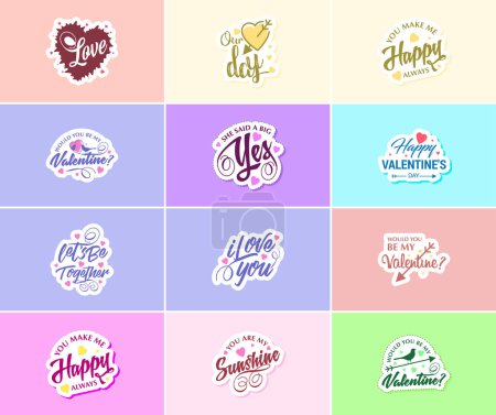 Téléchargez les illustrations : Valentine's Day: A Time for Love and Beautiful Graphic Design Stickers - en licence libre de droit