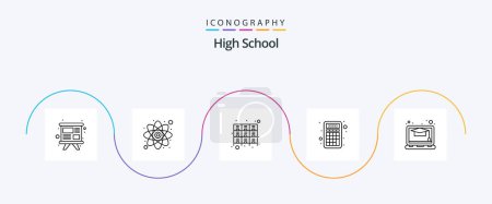 Illustration for High School Line 5 Icon Pack Including education. math. cabinet. calculator. rack - Royalty Free Image