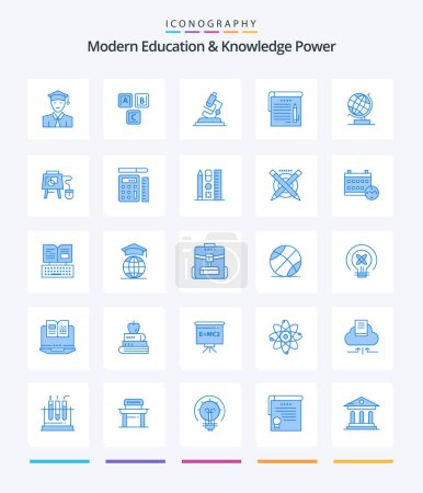 Ilustración de Creative Modern Education And Knowledge Power 25 Blue icon pack  Such As world. note. knowledge. notes . zoom - Imagen libre de derechos