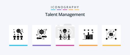 Téléchargez les illustrations : Talent Management Glyph 5 Icon Pack Including tumbs. like. left. setting. idea. Creative Icons Design - en licence libre de droit