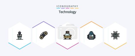 Illustration for Technology 25 FilledLine icon pack including technology. cpu. electric. book. watch - Royalty Free Image