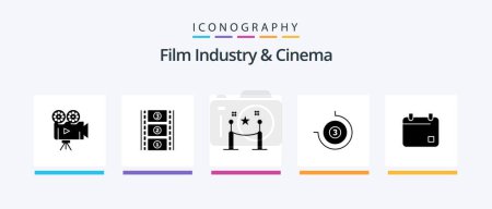 Ilustración de Cenima Glyph 5 Icon Pack Including date. film. fence. cinema. stop watch. Creative Icons Design - Imagen libre de derechos