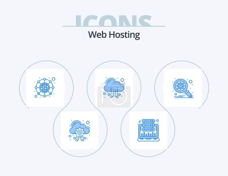 Téléchargez les illustrations : Web Hosting Blue Icon Pack 5 Icon Design. optimization. web. web. server. cloud - en licence libre de droit