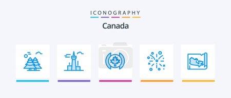 Illustration for Canada Blue 5 Icon Pack Including world. fire. tower. fire work. tree. Creative Icons Design - Royalty Free Image