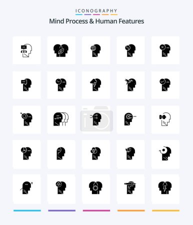 Illustration for Creative Mind Process And Human Features 25 Glyph Solid Black icon pack  Such As brain. head. business. brian. think - Royalty Free Image