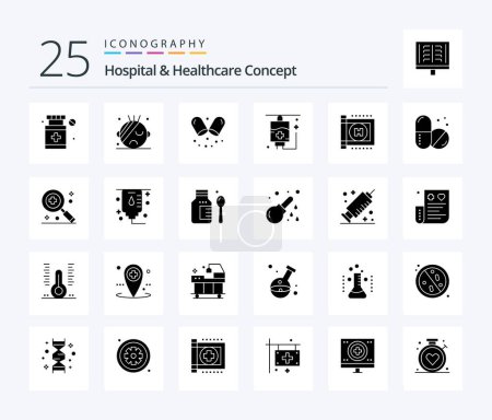 Illustration for Hospital & Healthcare Concept 25 Solid Glyph icon pack including healthcare. finance. medicine. expense. card - Royalty Free Image