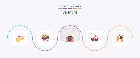 Illustration for Valentine Flat 5 Icon Pack Including love. valentines. love. valentine. love - Royalty Free Image