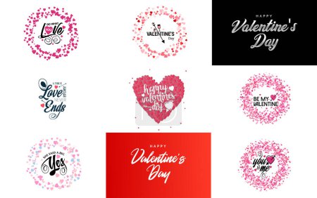 Ilustración de Happy Valentine's Day greeting card template with a romantic theme and a red and pink color scheme - Imagen libre de derechos