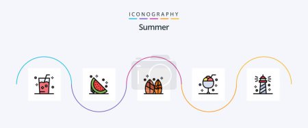 Illustration for Summer Line Filled Flat 5 Icon Pack Including glass. cream. sweet. surfboard. summer - Royalty Free Image