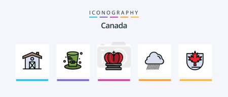 Téléchargez les illustrations : Canada Line Filled 5 Icon Pack Including canada. canada. ax. hat. cap. Creative Icons Design - en licence libre de droit