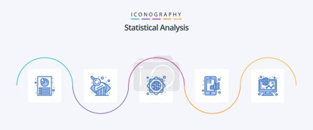 Téléchargez les illustrations : Statistical Analysis Blue 5 Icon Pack Including graph. ecommerce. global network. statistical. finance - en licence libre de droit