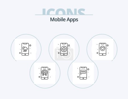 Ilustración de Mobile Apps Line Icon Pack 5 Icon Design. full. app. navigation. map. location - Imagen libre de derechos