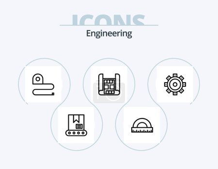 Téléchargez les illustrations : Engineering Line Icon Pack 5 Icon Design. construction. axe tool. repair. axe. ax - en licence libre de droit
