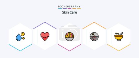 Téléchargez les illustrations : Skin 25 FilledLine icon pack including skin. skin. skin. dry skin. skin wound - en licence libre de droit