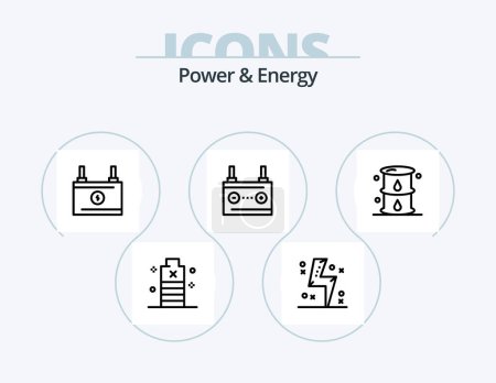 Illustration for Power And Energy Line Icon Pack 5 Icon Design. switch. plug. energy. station. petrol - Royalty Free Image