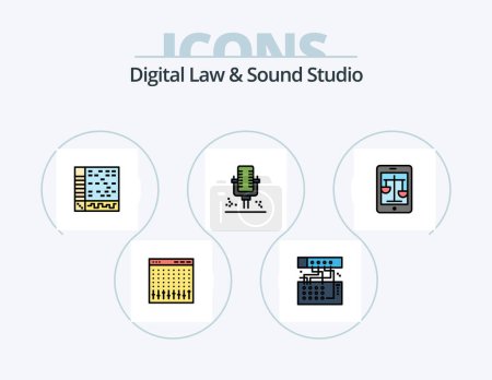 Téléchargez les illustrations : Digital Law And Sound Studio Line Filled Icon Pack 5 Icon Design. computer. application. lock. ableton. scratching - en licence libre de droit