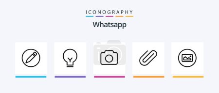 Illustration for Whatsapp Line 5 Icon Pack Including tea. add. basic. clip. attachment. Creative Icons Design - Royalty Free Image
