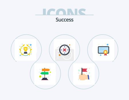 Téléchargez les illustrations : Sucess Flat Icon Pack 5 Icon Design. license. certificate. awards. award. failure - en licence libre de droit