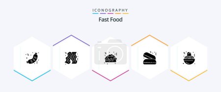 Illustration for Fast Food 25 Glyph icon pack including . fast food. taco. spaghetti. food - Royalty Free Image