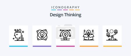 Téléchargez les illustrations : Design Thinking Line 5 Icon Pack Including lightd. idea. vector. scale. roller. Creative Icons Design - en licence libre de droit