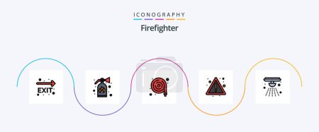 Illustration for Firefighter Line Filled Flat 5 Icon Pack Including bell. alarm. hose. sign. fire - Royalty Free Image